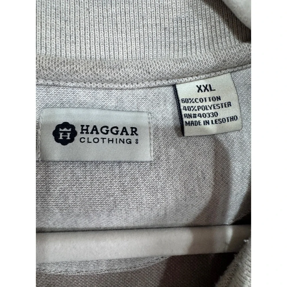 Haggar XXL Beige Polo Shirt Men's Long Sleeve Argyle‎ Casual